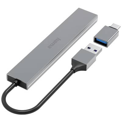 Metallischer USB-Hub mit drei Anschlüssen: USB-C, USB-A und USB-C-Port auf einem Kabel. Ideal zur Erweiterung der Konnektivität.