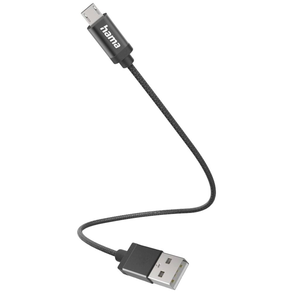 Hama USB-laadkabel USB 2.0 USB-A stekker, USB-micro-B stekker 0.2 m Zwart 00201583
