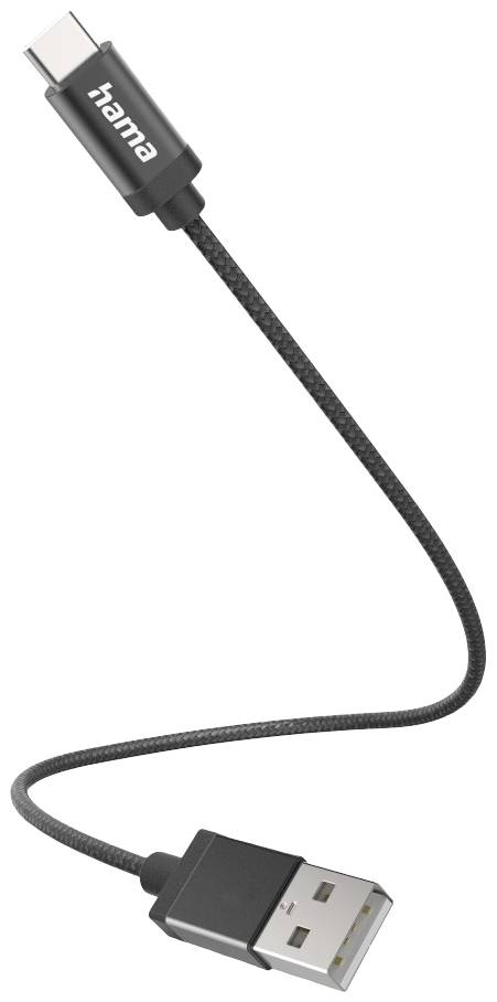 HAMA Ladekabel, USB-A - USB-C, 0,2 m, Nylon, Schwarz (00201600)