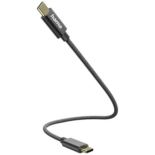 hama 00201604 Ladekabel, USB-C - USB-C, 0,2 m, Nylon, Schwarz