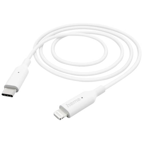 hama 00201598 Ladekabel, USB-C - Lightning, 1 m, Weiß