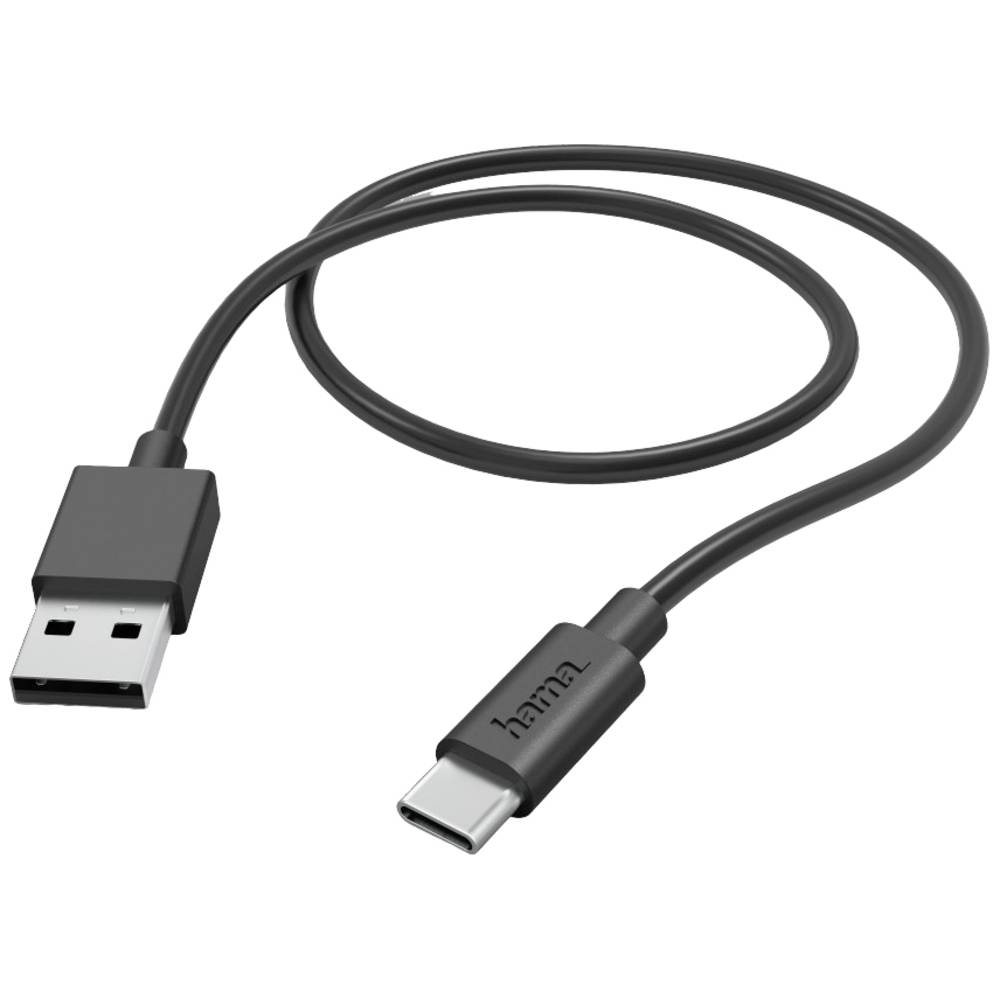 Hama USB-laadkabel USB 2.0 USB-A stekker, USB-C stekker 1 m Zwart 00201594