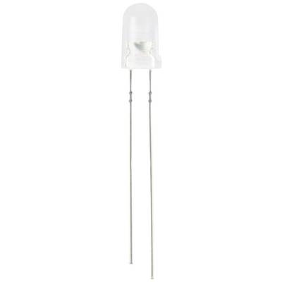 Eine transparente LED mit zwei langen Metallanschlüssen, geeignet für elektrische Schaltkreise und Beleuchtungsanwendungen.