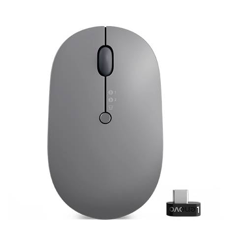 Lenovo Go Wireless Multi Device Maus Kabellos Optisch Grau 3 Tasten 2400 dpi