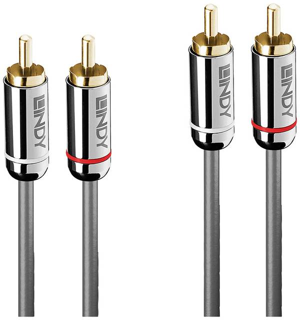 LINDY 35349 RCA Audio Anschlusskabel [2x Cinch-Stecker - 2x Cinch-Stecker] 10 m Anthrazit