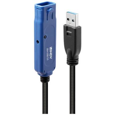 LINDY USB-Kabel USB 3.2 Gen1 (USB 3.0 / USB 3.1 Gen1) USB-A Stecker, USB-A Buchse 30 m Schwarz, Blau  43362