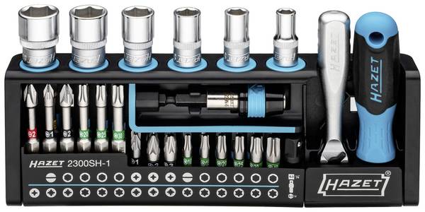 Hazet SmartHolder 2300SH-1 Bit-Set 39teilig Schlitz, Kreuzschlitz Phillips, Kreuzschlitz Pozidriv, Innen-Sechskant, Innen-TORX, Außen-Sechskant inkl. Bithalter