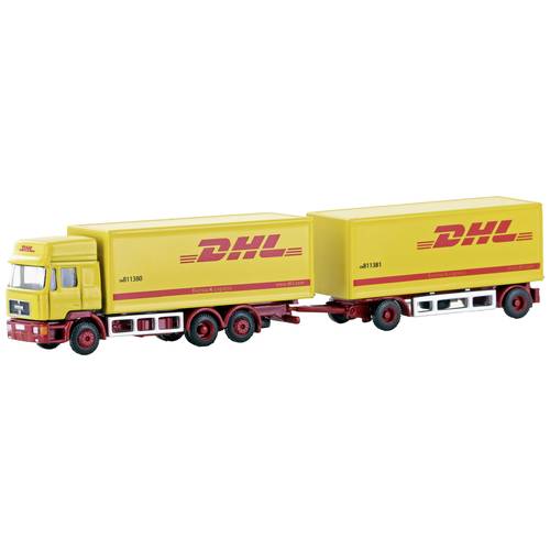 Minis by Lemke LC4607 N LKW Modell MAN F90 3-achs Koffer-Hängerzug DHL