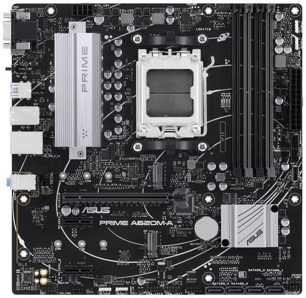 Asus PRIME A620M-A-CSM Mainboard Sockel (PC) AMD® AM5 Formfaktor (Details) Micro-ATX Mainboard-Chipsatz AMD® A620