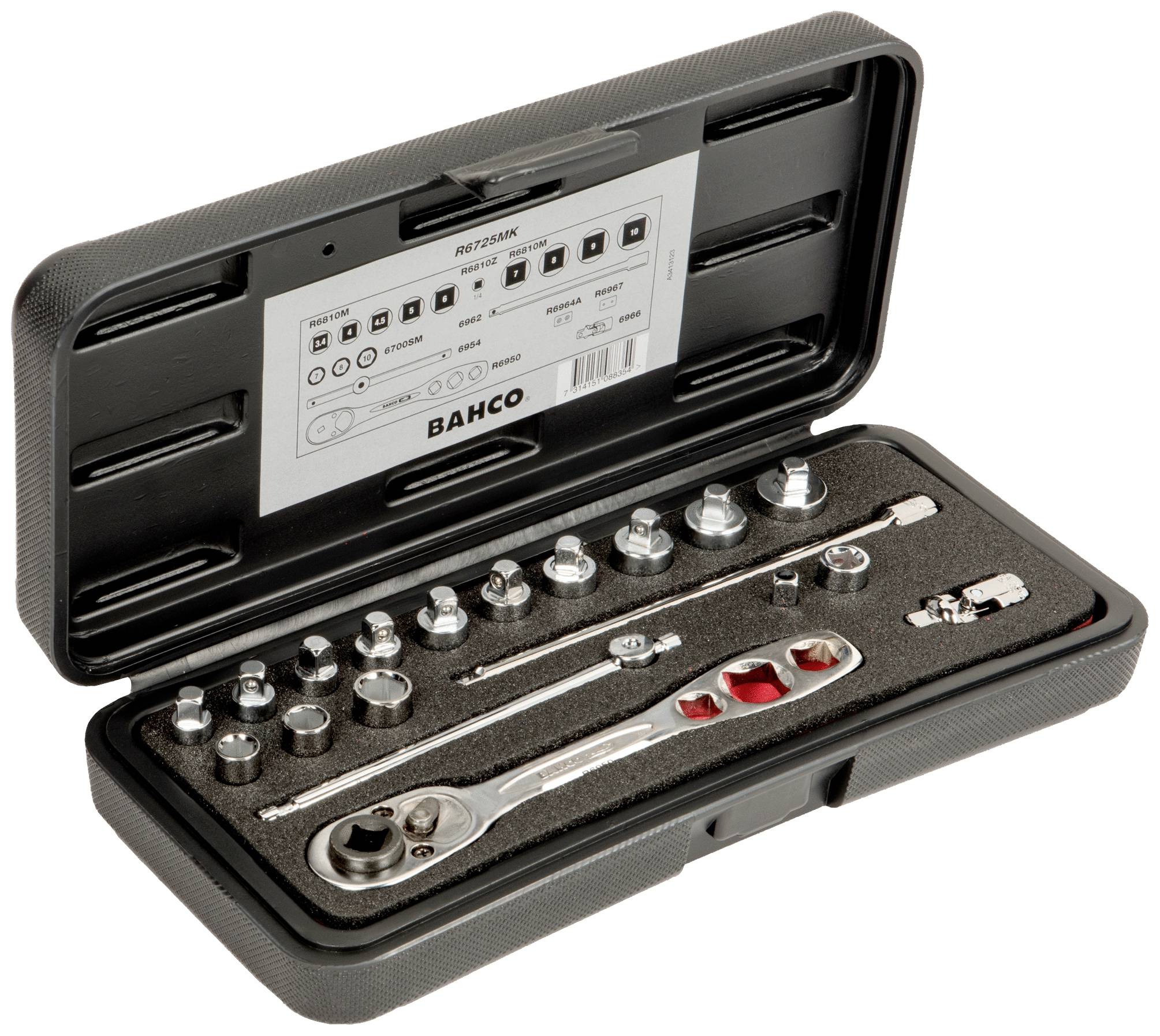 Bahco Steckschlüsseleinsatz-Set 1/4 19teilig R6725MK