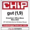 'CHIP' bewertet die HP 430 Multi-Device Wireless Mouse mit 'gut (1,9)' im März 2023. Hinweis auf unabhängige Tests seit 1978.