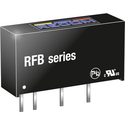 Ein elektronisches Bauteil der 'RFB-Serie' mit vier Metallschäften, geeignet für Schaltungsmontage, mit Logos auf der Vorderseite.
