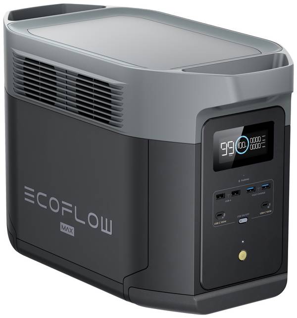 ECOFLOW Delta 2 Max Powerstation   LiFePO 4  Schwarz mit Laderegler