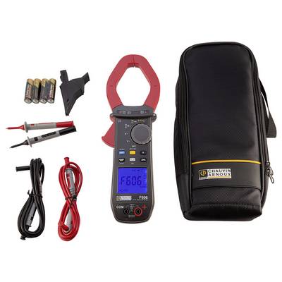 Klemmenmessgerät-Set mit Messgerät, Batterien, Kabeln und Tragetasche, geeignet für elektrische Messungen.