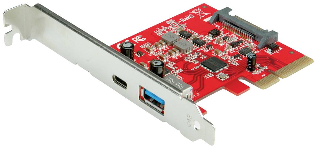 ROLINE PCI-Express-Karte, USB 3.2 Gen 2, 1x USB-A, 1x USB-C