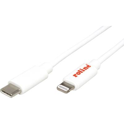 Roline USB-Ladekabel USB 2.0 USB-C® Stecker, Apple Lightning Stecker 1.00 m Weiß Geschirmt 11028335