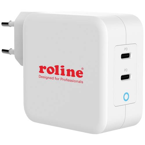 ROLINE USB Charger mit Euro-Stecker, 2 Port Typ-C (PD), GaN, 100W