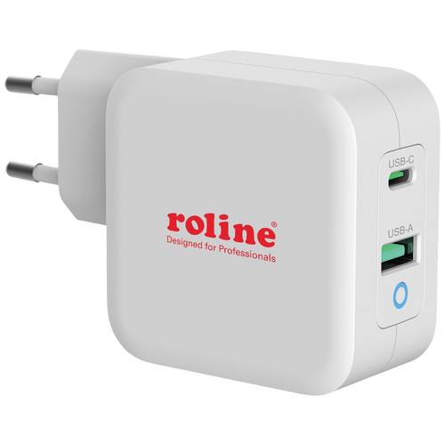 ROLINE USB Charger mit Euro-Stecker, 2 Port (Typ-A QC3.0, Typ-C PD), 65W