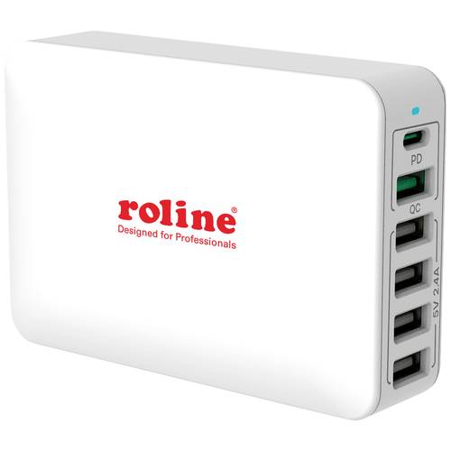 Thumbnail - ROLINE USB Charger, 6 Port (4x USB-A, 1x USB-C, 1x USB-A QC3.0), max. 60W