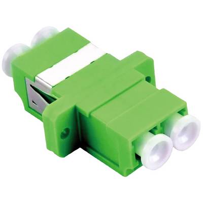 Grüner optischer LWL-Adapter mit Doppelbuchse zur Verbindung von Glasfaserkabeln.