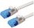 Zwei weiße Ethernet-Kabel mit blauen Steckern.
