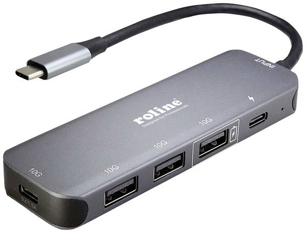 ROLINE USB 3.2 Gen 2 Hub, 4fach, Typ-C-Anschlusskabel