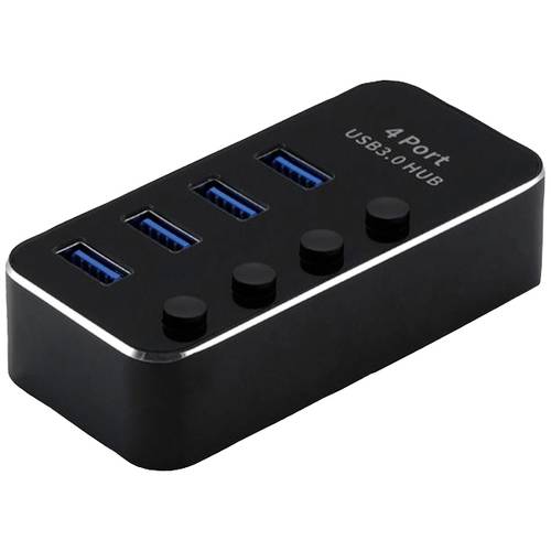 Thumbnail - ROLINE USB 3.2 Gen 1 Notebook Hub, 4 Ports, einzeln schaltbar, schwarz