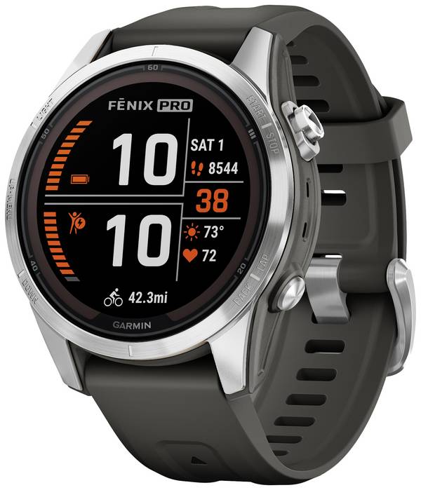Garmin fenix 7S Pro - Solar Edition - 42 mm - faserverstärktes Polymer - intelligente Uhr mit Band - Silikon - Graphit -