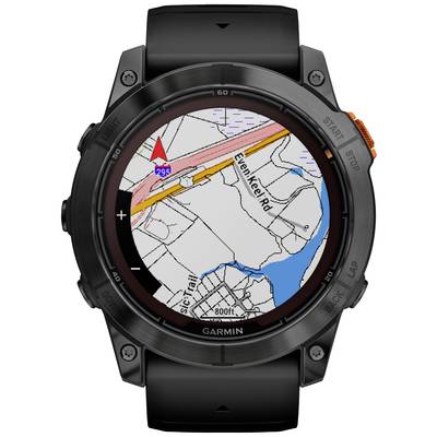 Eine Smartwatch zeigt eine Karte mit einem markierten Standort auf der Autobahn '295' und dem 'Even Keel Rd', nahe einem Flusslauf.