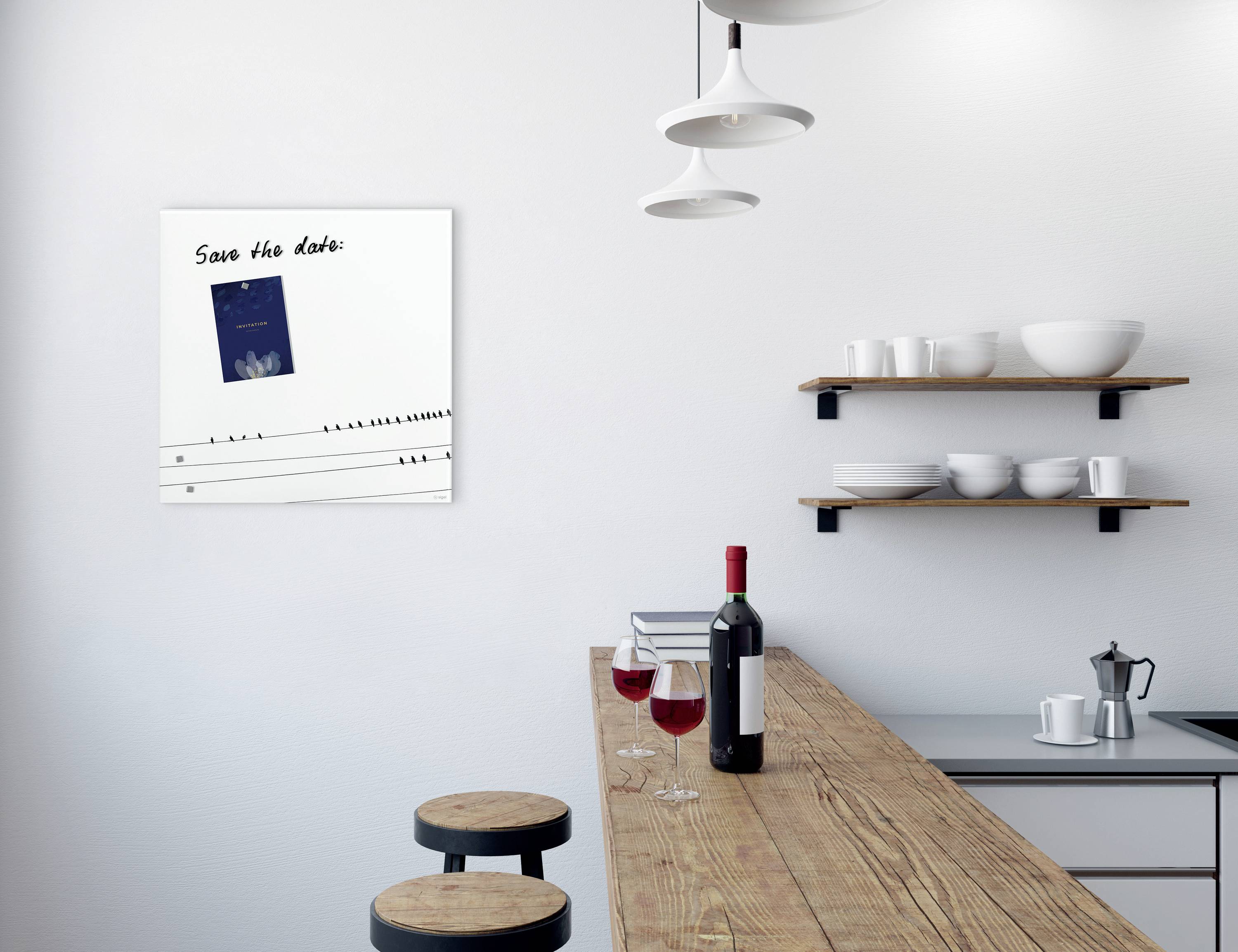 Sigel Glas-Magnettafel Artverum Little Birds (B x H) 48 cm x 48 cm Weiß GL274-2