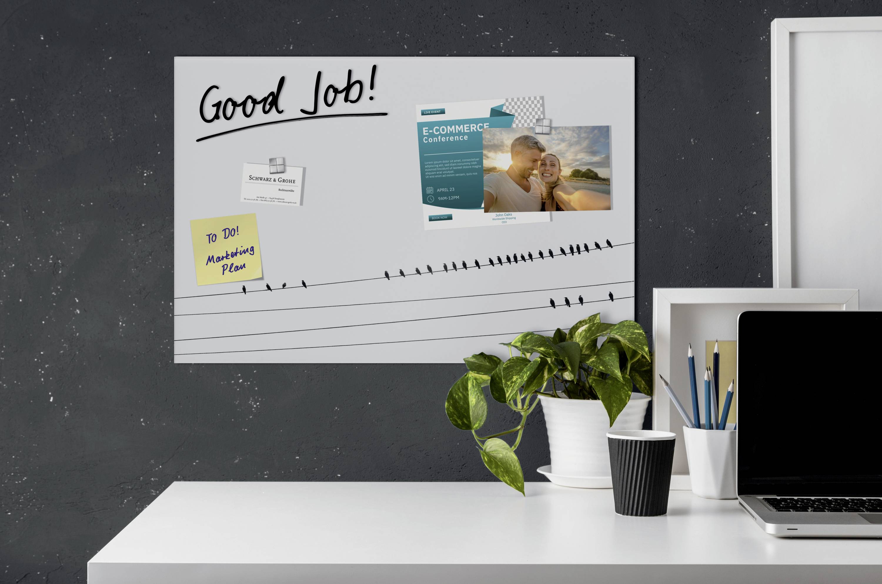 Sigel Glas-Magnettafel Artverum Little Birds (B x H) 60 cm x 40 cm Weiß GL284-1
