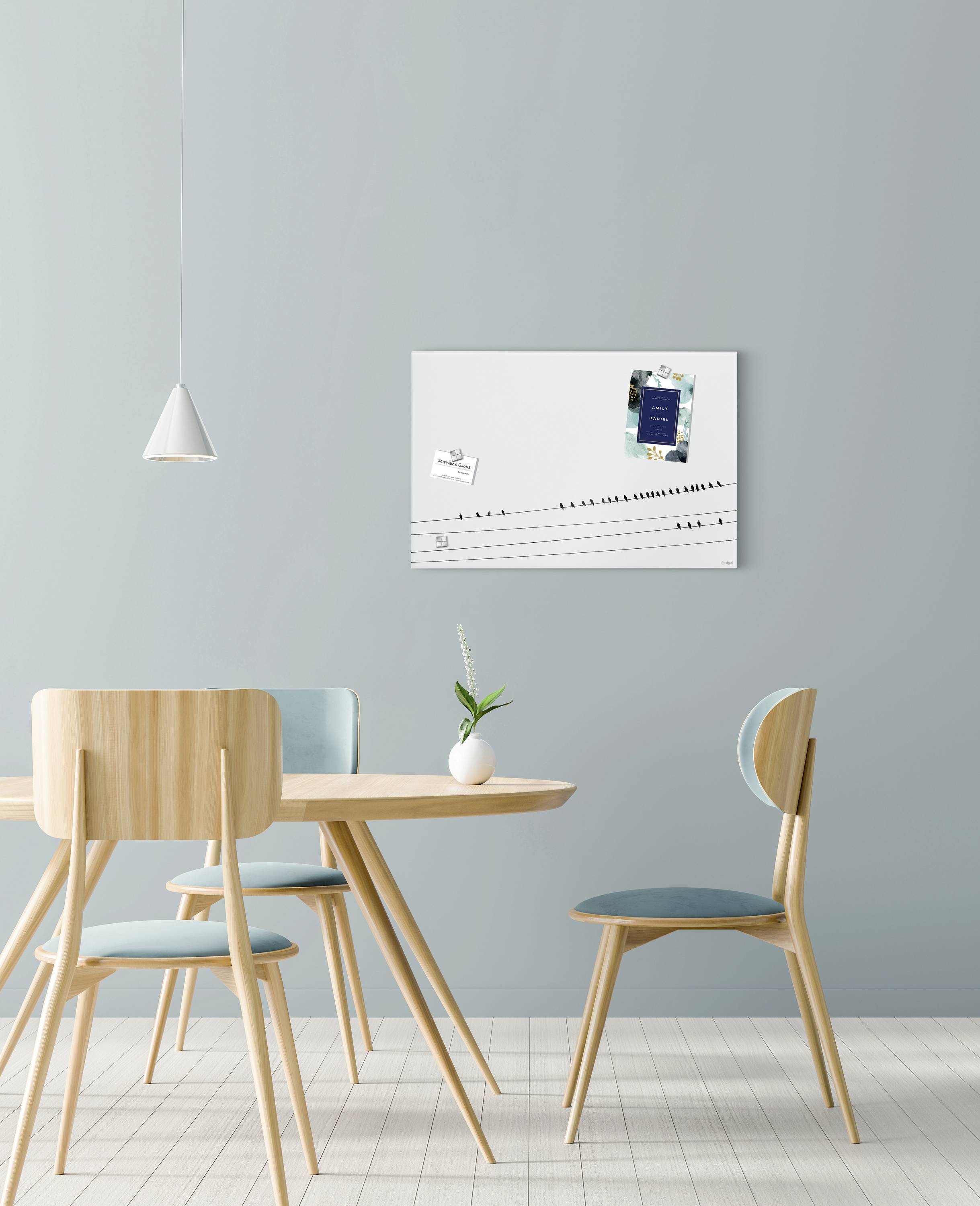 Sigel Glas-Magnettafel Artverum Little Birds (B x H) 60 cm x 40 cm Weiß GL284-2