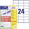 Avery-Zweckform 6602 Universal-Etiketten 70 x 36 mm Papier Weiß 1560 St. Permanent haftend Farblaserdrucker, Laserdrucker