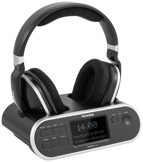 TechniSat StereoMan 2 DAB+, Verkabelt & Kabellos, 30 - 20000 Hz, Musik, 552 g, Kopfhörer, Schwarz