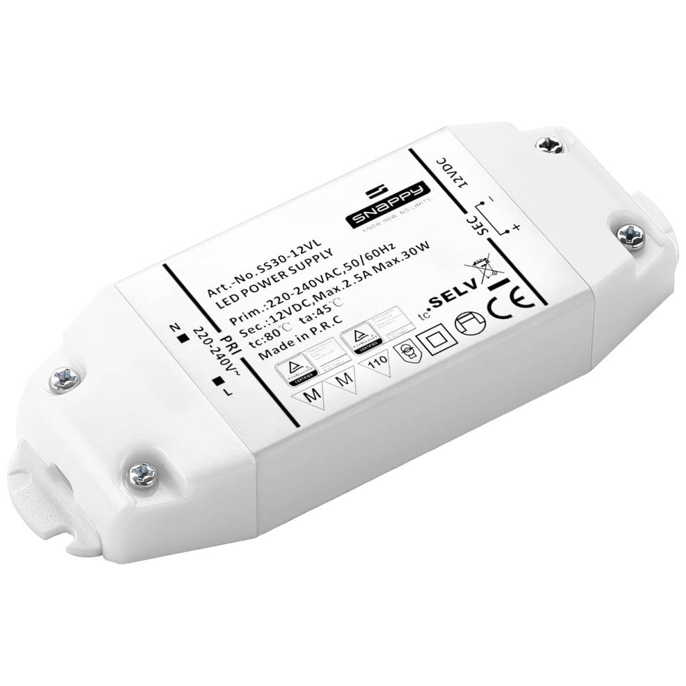 Dehner Elektronik LED-transformator, LED-driver Constante spanning 30 W 2.50 A 12 V-DC Overbelasting