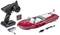 Ferngesteuertes rotes Spielzeug-Schnellboot mit Fernbedienung, Batterien, USB-Kabel und Akku.