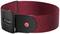 Ein rotes Armband mit schwarzer Schnalle, markiert mit einem 'Polar'-Logo.