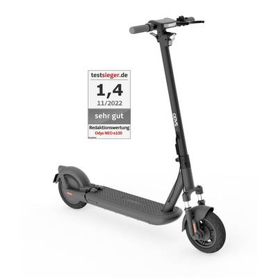 Elektroroller Odys NEO e100 mit Testsieger-Siegel, bewertet mit 'sehr gut' (1,4) im November 2022.