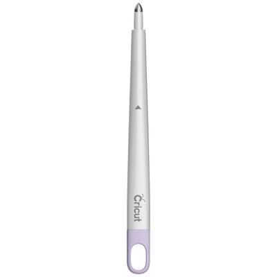 Ein weißer Stift mit einer lila Spitze und der Aufschrift 'Cricut', vermutlich ein Präzisionswerkzeug oder Schneidegerät für Bastelarbeiten.