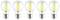 Fünf nebeneinander stehende Glühbirnen mit LED-Technologie auf weißem Hintergrund; Symbol für Energieeffizienz.