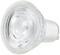 Eine LED-Glühlampe mit transparentem Gehäuse und zweiseitigem Stecker, auf weißem Hintergrund dargestellt.