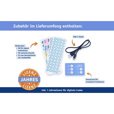 'Zubehör im Lieferumfang: USB-C-Kabel, Sticker für 96 Audioaufnahmen, SmartCard für erweiterte Funktionen. Inkl. 1-Jahreslizenz.'