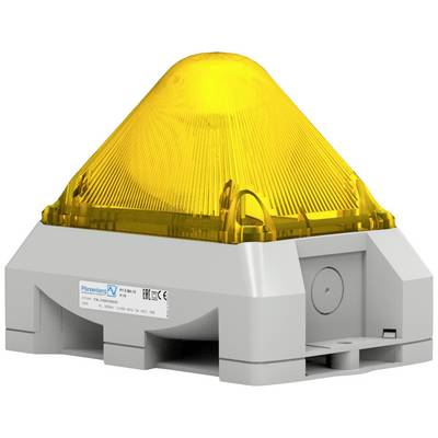 Ein gelber Strobe-Lichtbalken auf einer grauen Basis, oft in Sicherheits- oder Alarmanlagen verwendet.