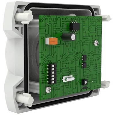 Elektronisches Bauteil mit grünem Leiterplattendesign und verschiedenen Komponenten wie Widerständen und Schaltkreisen.