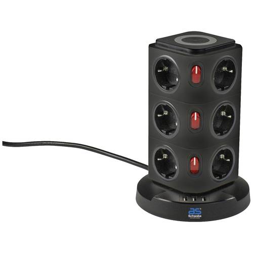 Thumbnail - AS Schwabe 18222 Tischsteckdose Schwarz Schutzkontakt 1 St.