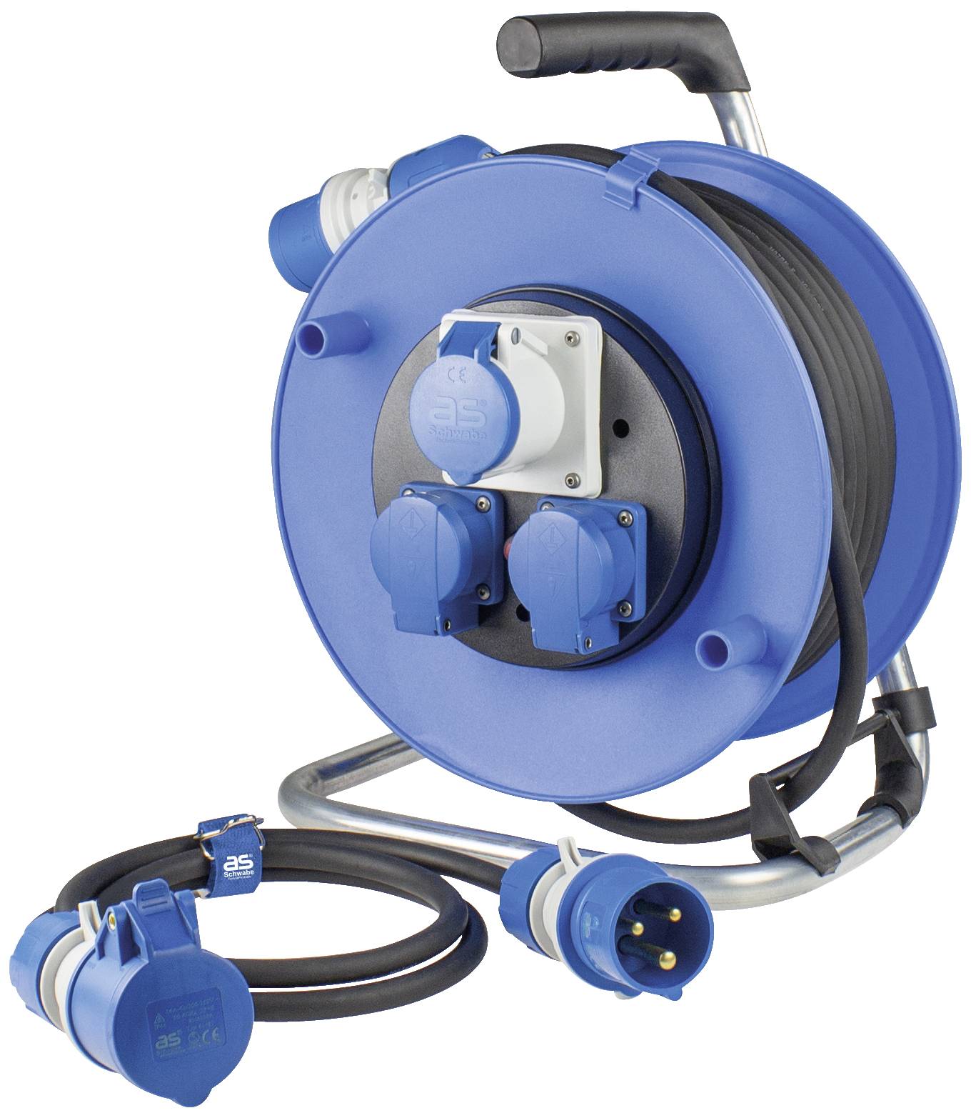AS Schwabe 19703 Kabeltrommel 25 m Schwarz CEE-Stecker 16 A 3polig