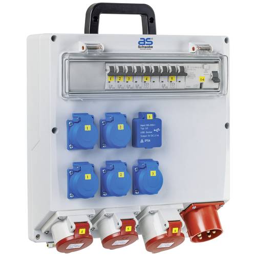 AS Schwabe CEE Stromverteiler FIXO 6 MAX 61524 400 V 32 A