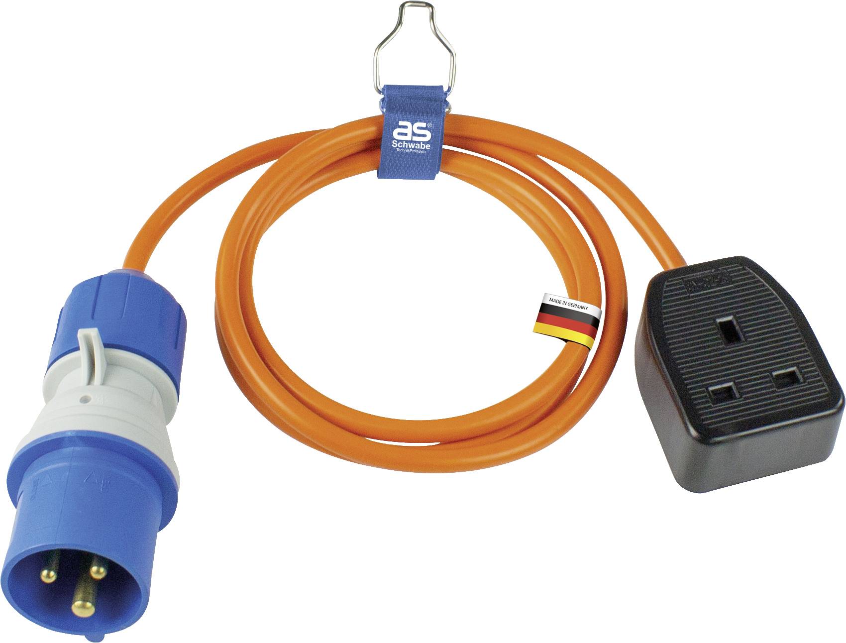 AS Schwabe 660488 Strom Adapterkabel 16A Orange 1.5m H05VV-F 3G 1,5mm²