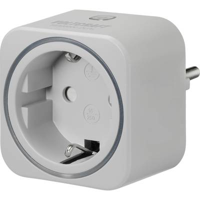 Weiße, quadratische Steckdose mit abgerundeten Ecken, ausgelegt für EU-Stecker. Geeignet für Haushaltsgeräte bis 250V.
