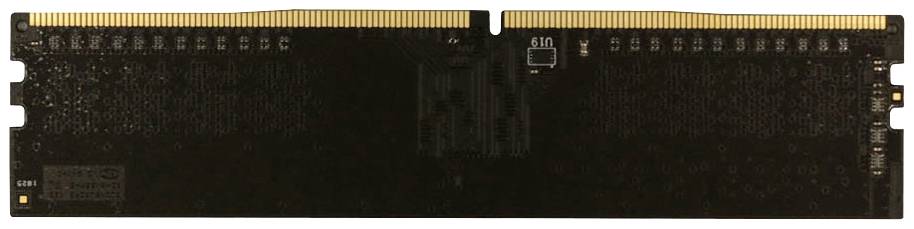 Ein einzelnes Computer-RAM-Modul in Nahaufnahme; goldene Pins sichtbar oben, schwarze Schaltkreise unten.